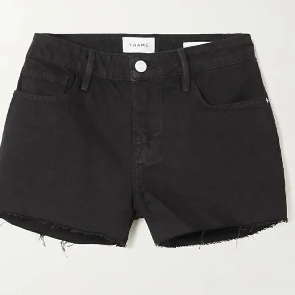 FRAME Le Grand Garcon frayed denim shorts - Picture 1 of 8